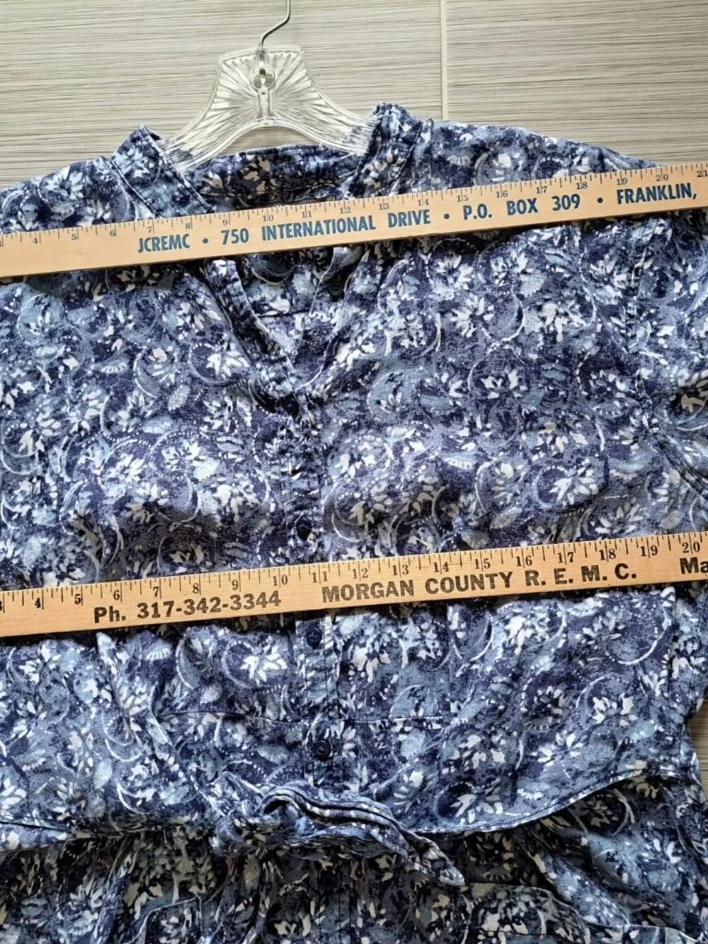 Lauren Ralph Lauren Linen Floral Shirtdress Tie Waist Blue Plus Size 14 Women's - Picture 10 of 12